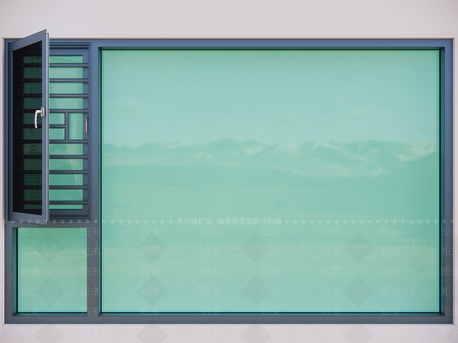 现代平开窗SU模型下载【ID:1109137576】