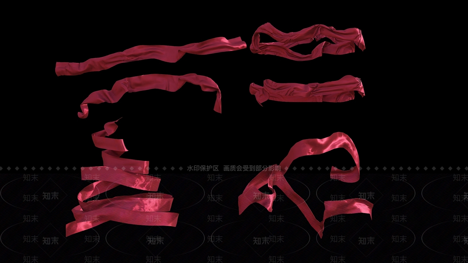 现代红色丝绒彩带3D模型下载【ID:1109027585】