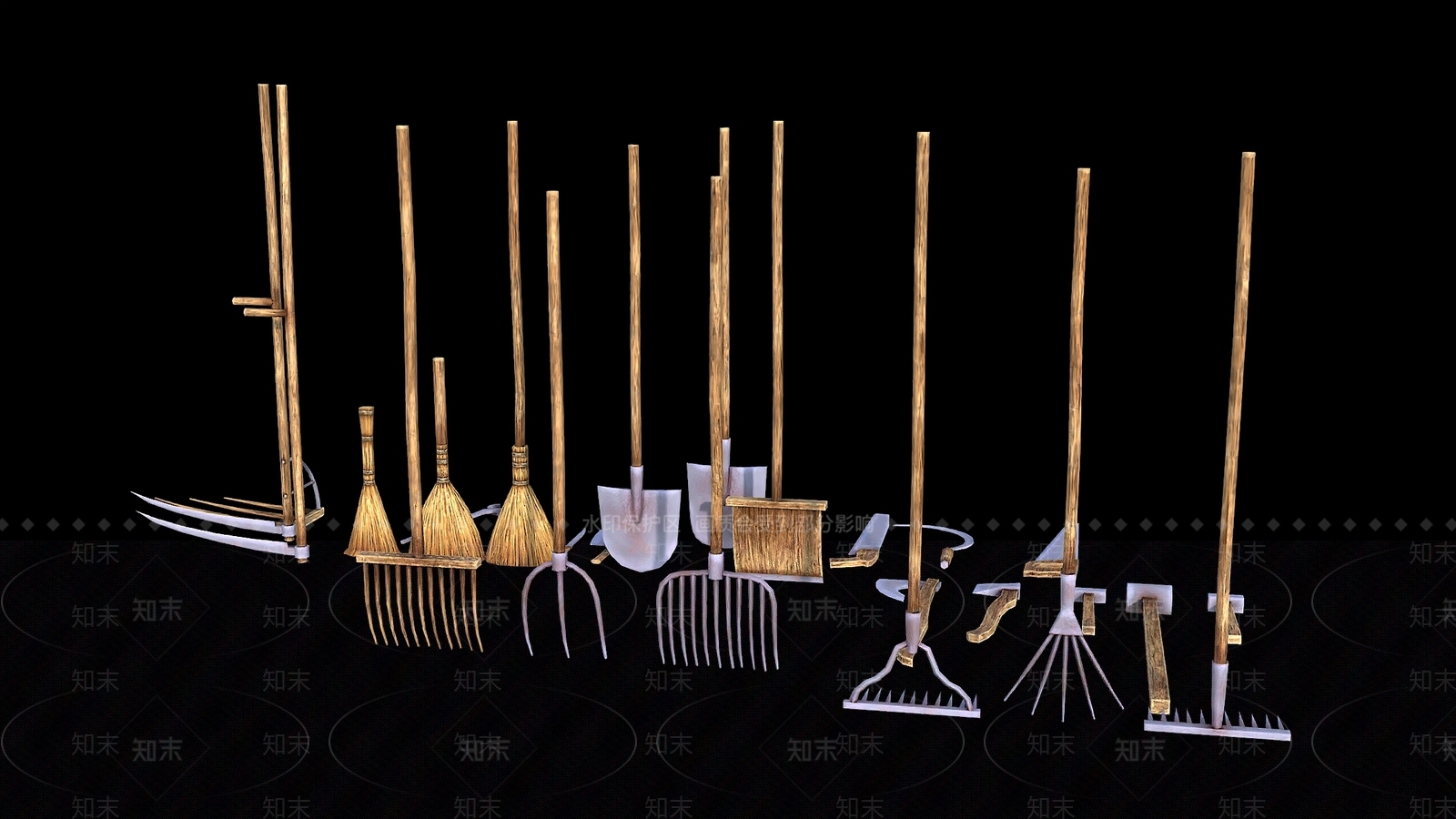 中式农作农具3D模型下载【ID:1109027708】_知末3d模型网
