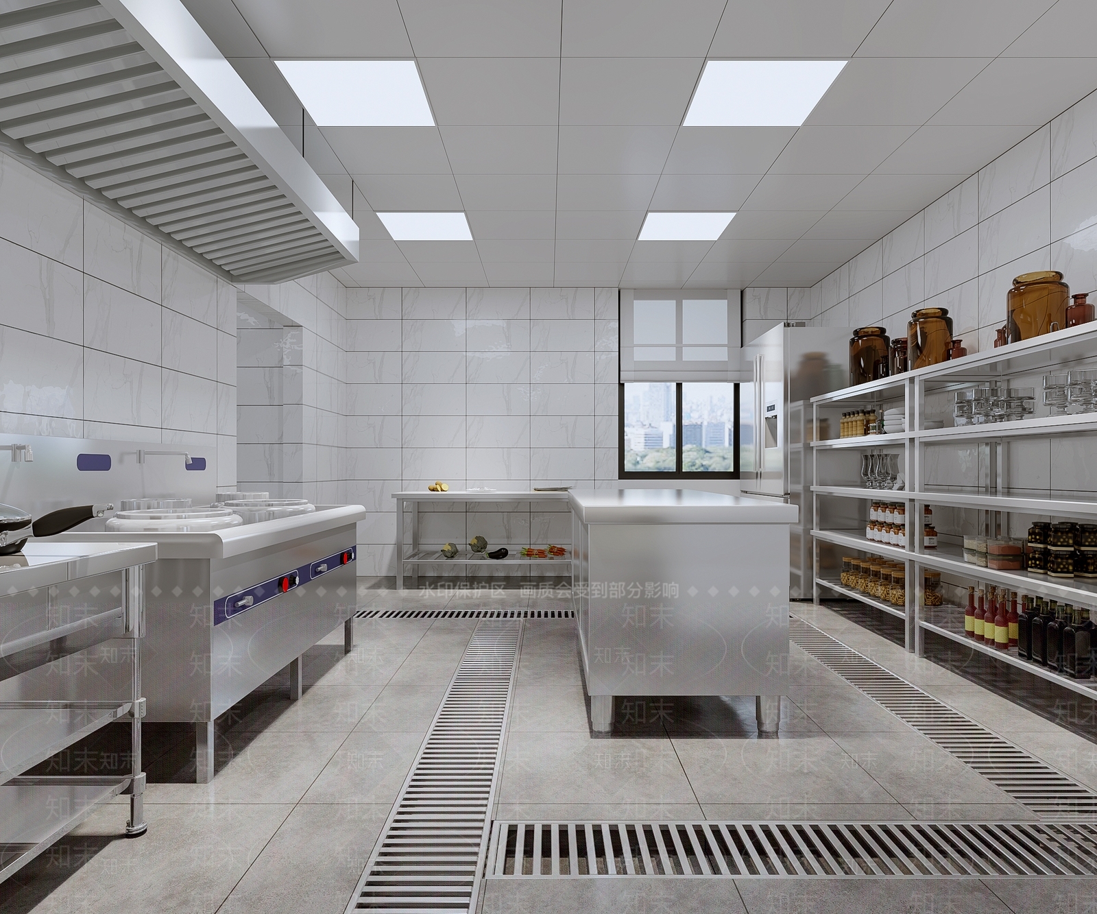 现代食堂后厨3D模型下载【ID:1109032435】