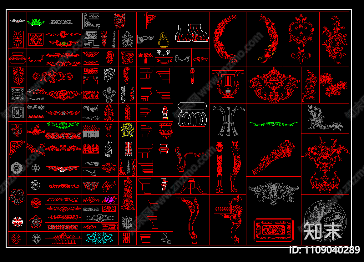 雕花施工图下载【ID:1109040289】