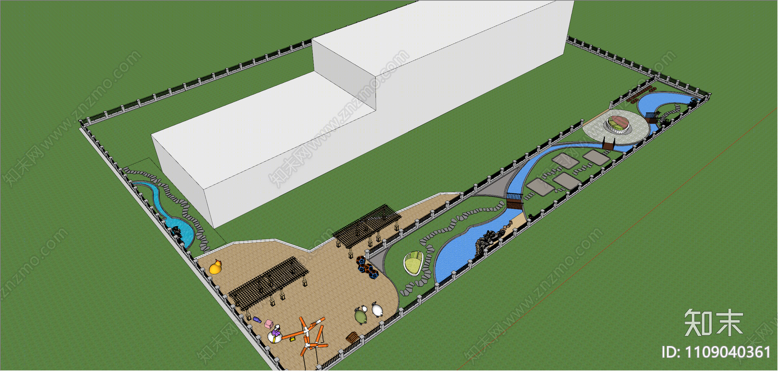 现代校园景观SU模型下载【ID:1109040361】