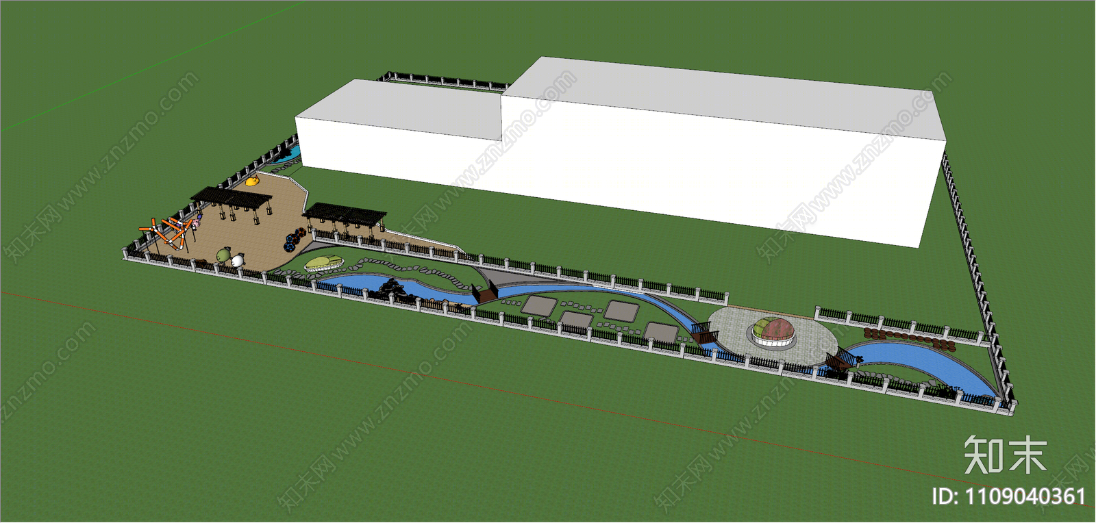 现代校园景观SU模型下载【ID:1109040361】
