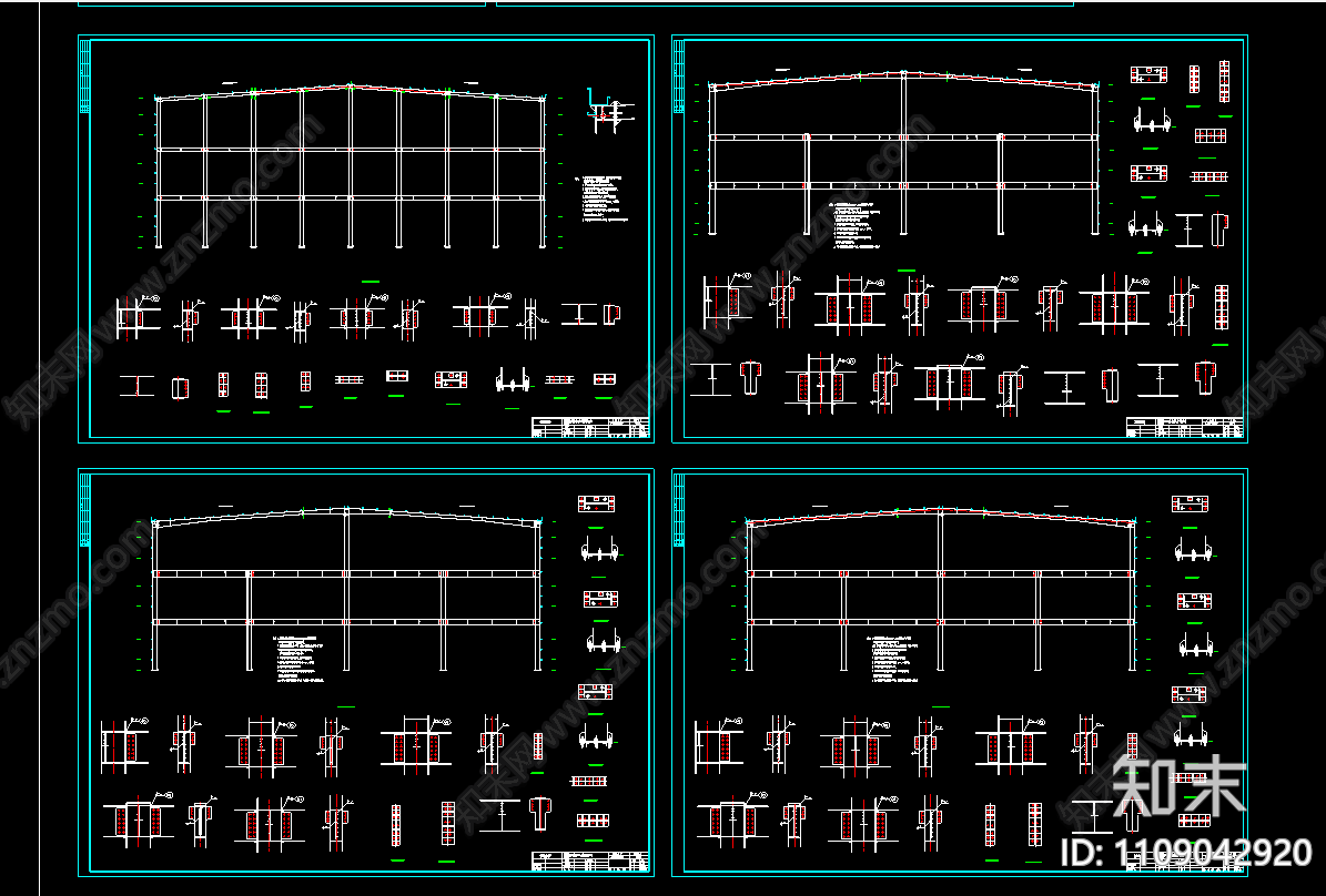 三层钢结构工业厂房施工图下载【ID:1109042920】