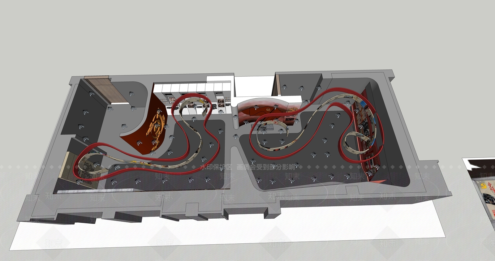 现代党建展厅SU模型下载【ID:1109046662】