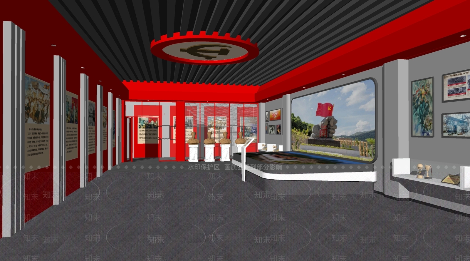现代党建展厅SU模型下载【ID:1109055310】