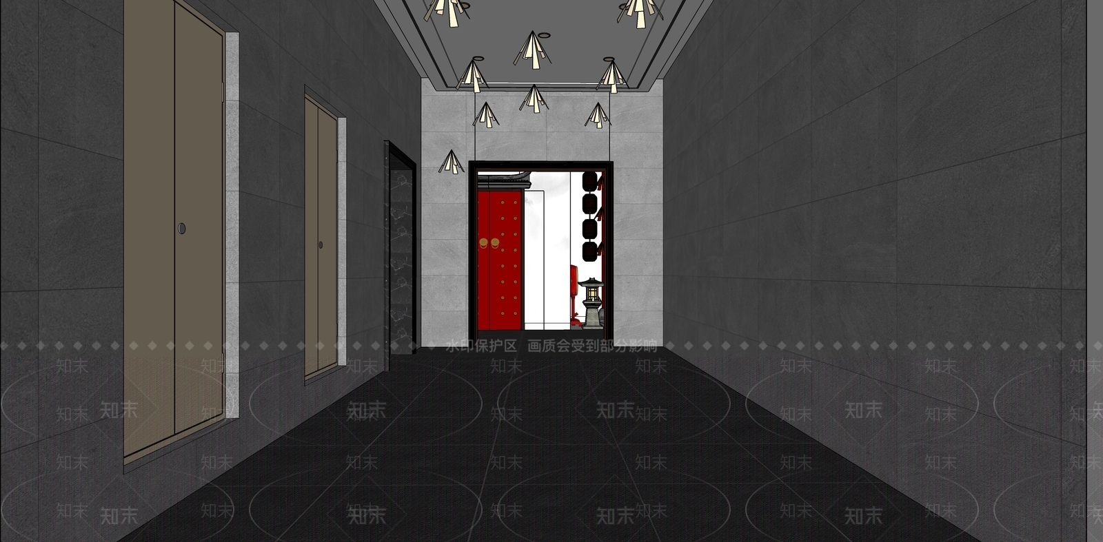 现代电梯厅SU模型下载【ID:1109063867】