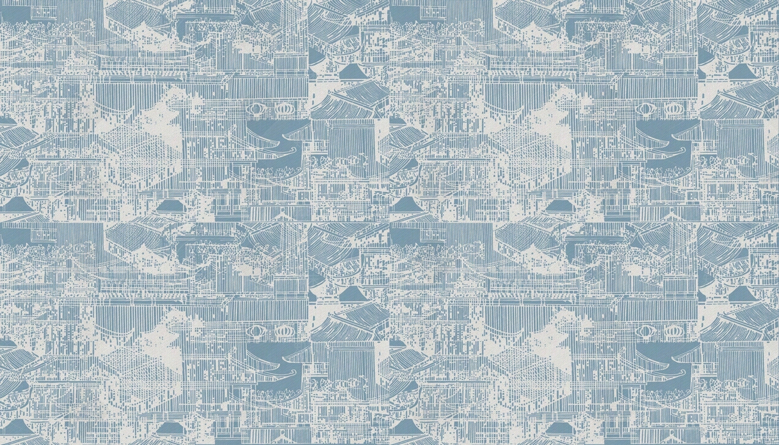 中式蓝色建筑壁纸贴图下载【ID:1109066510】