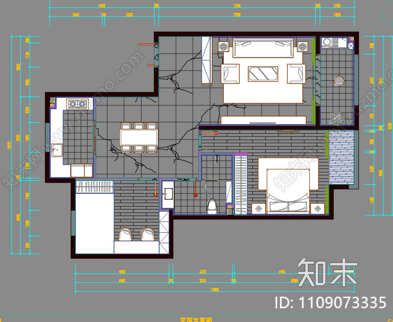 CAD户型cad施工图下载【ID:1109073335】