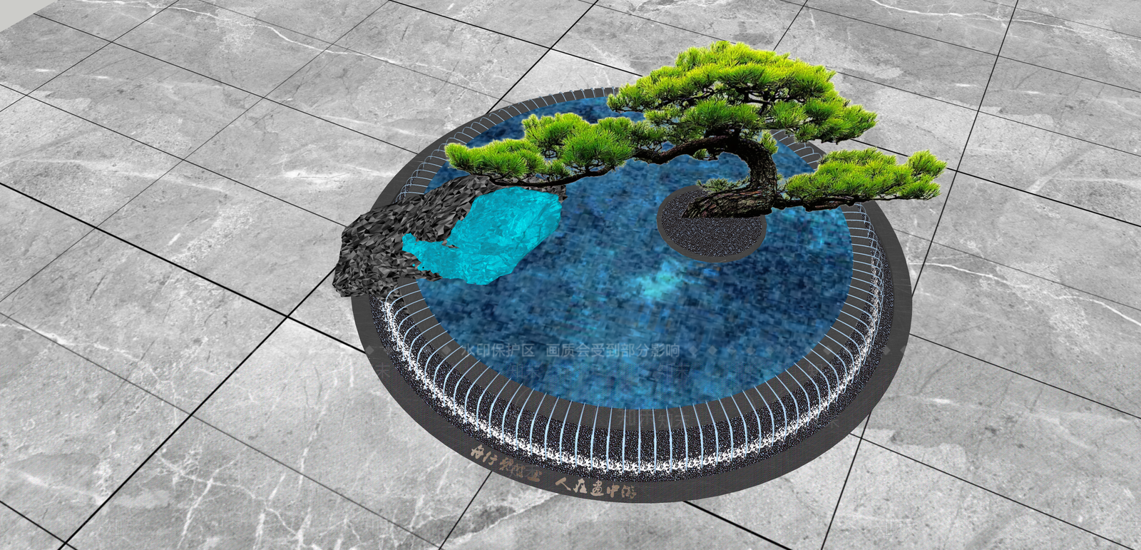 新中式水景SU模型下载【ID:1109074435】