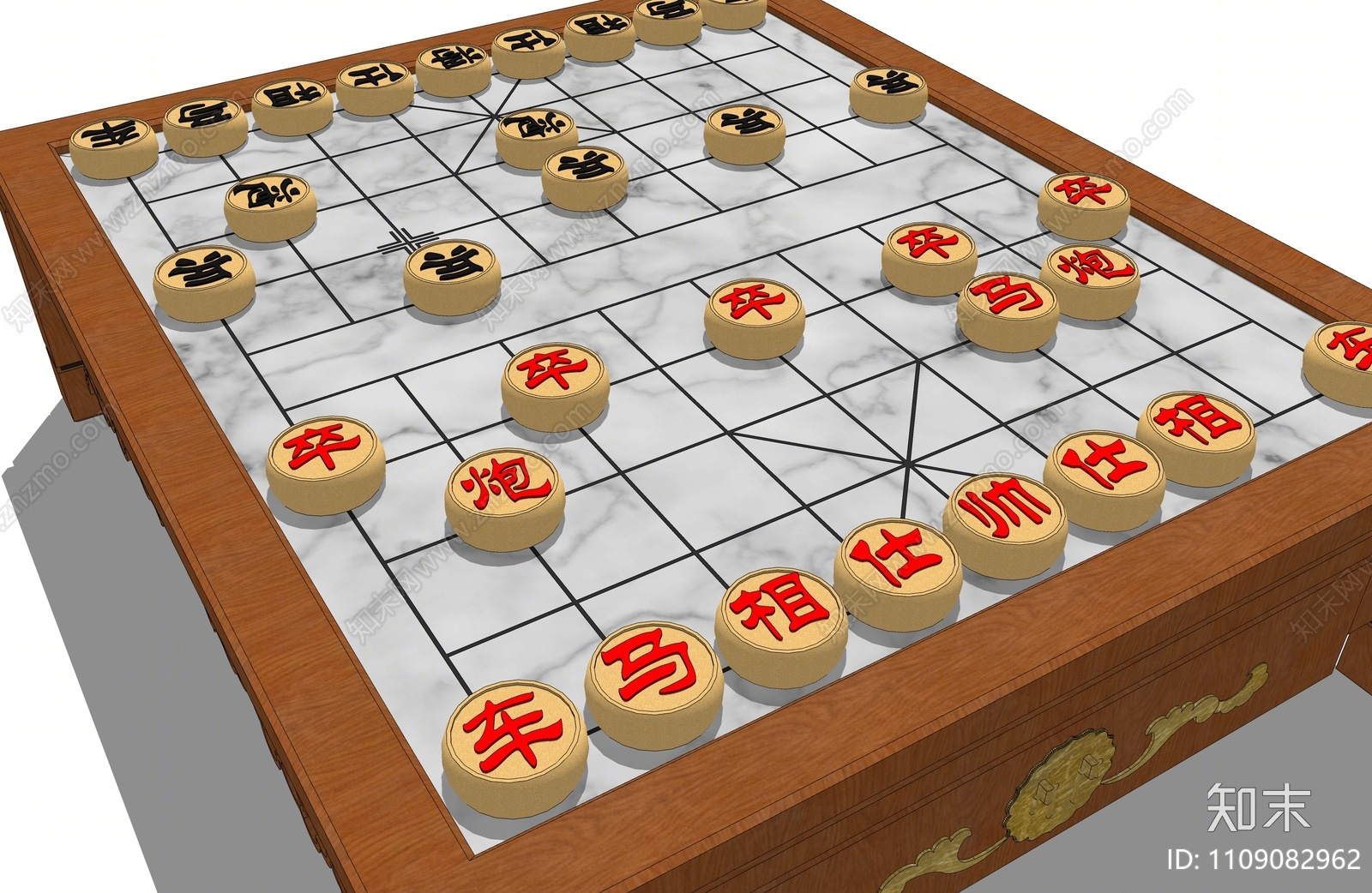 中式棋牌桌SU模型下载【ID:1109082962】