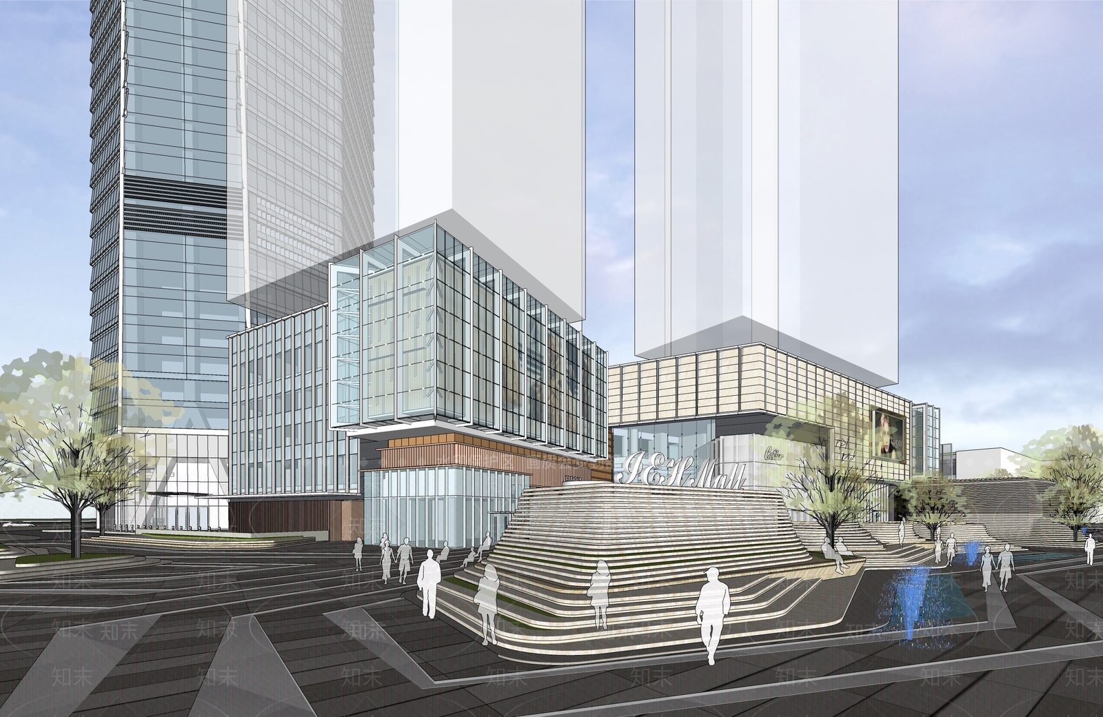 商场建筑SU模型精品下载_SketchUp模型_知末网