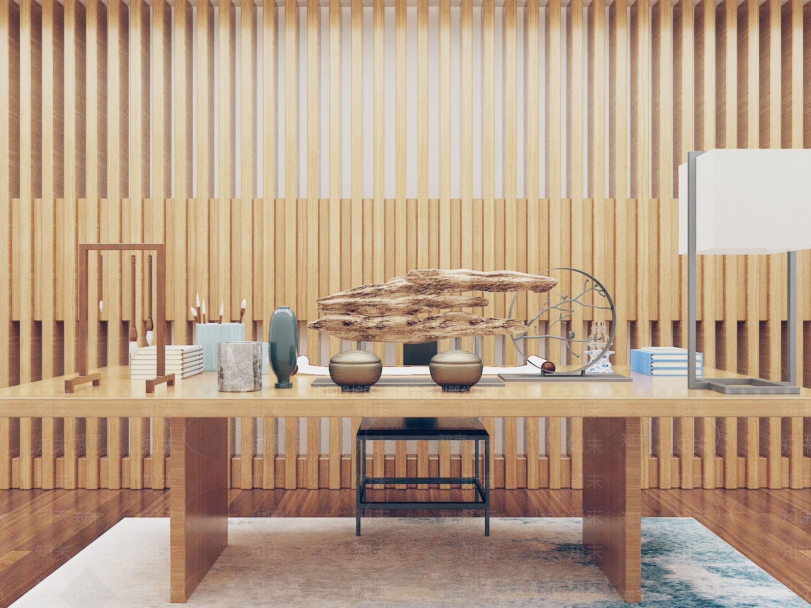 新中式茶桌椅组合3D模型下载【ID:1109099075】