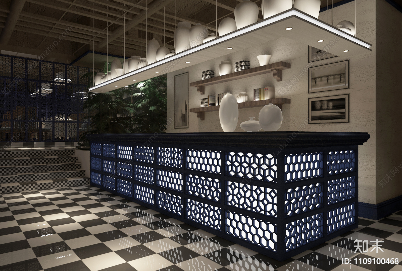 中式餐厅施工图下载【ID:1109100468】