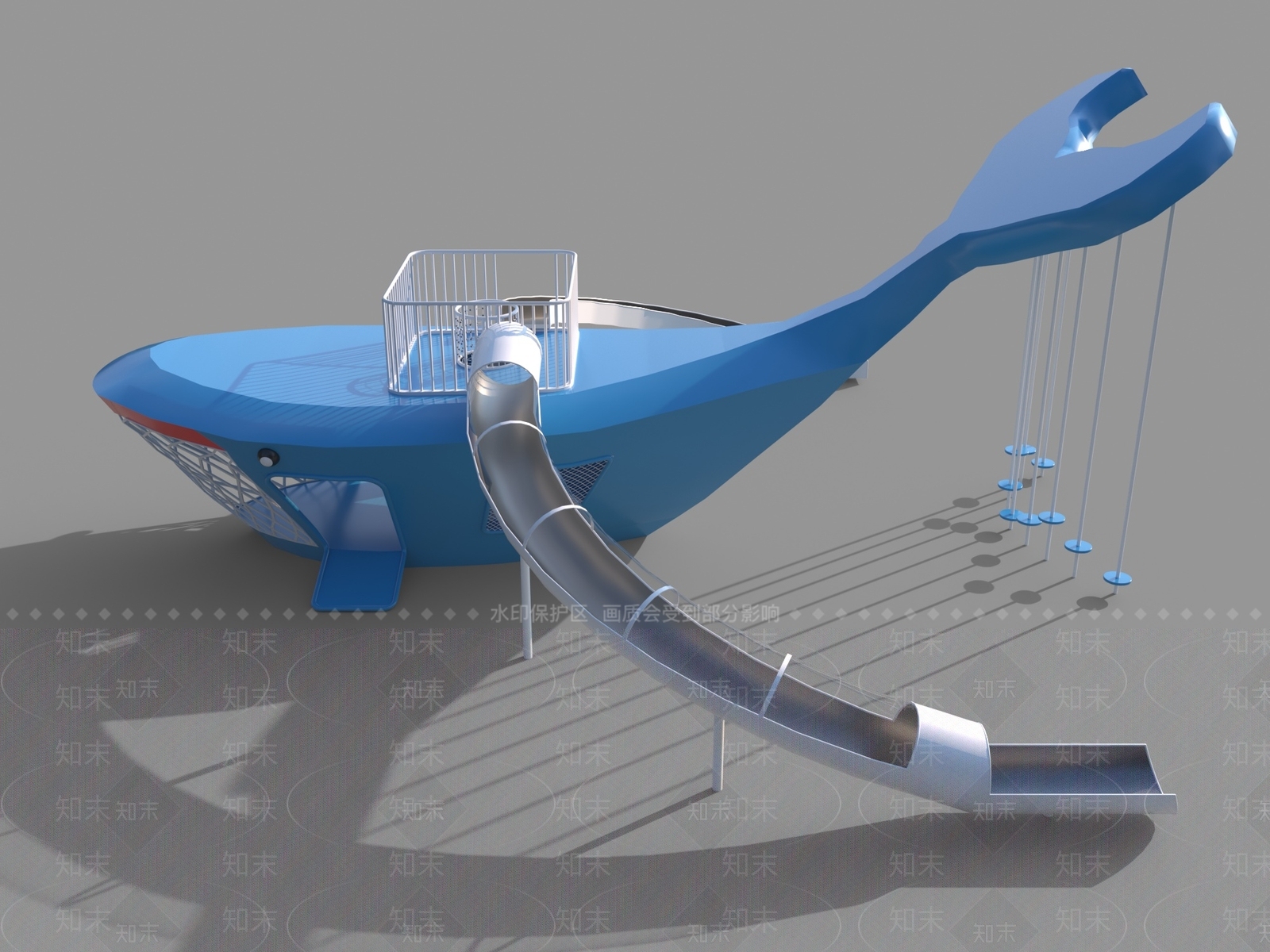 现代户外儿童游乐设备鲸鱼3D模型下载【ID:1109103976】