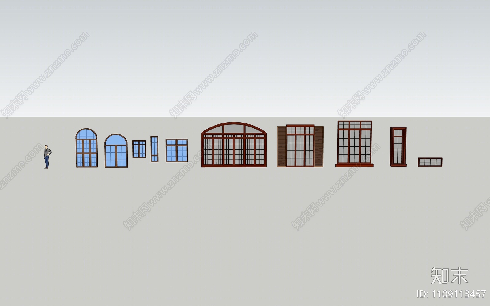 法式窗户组合SU模型下载【ID:1109113457】