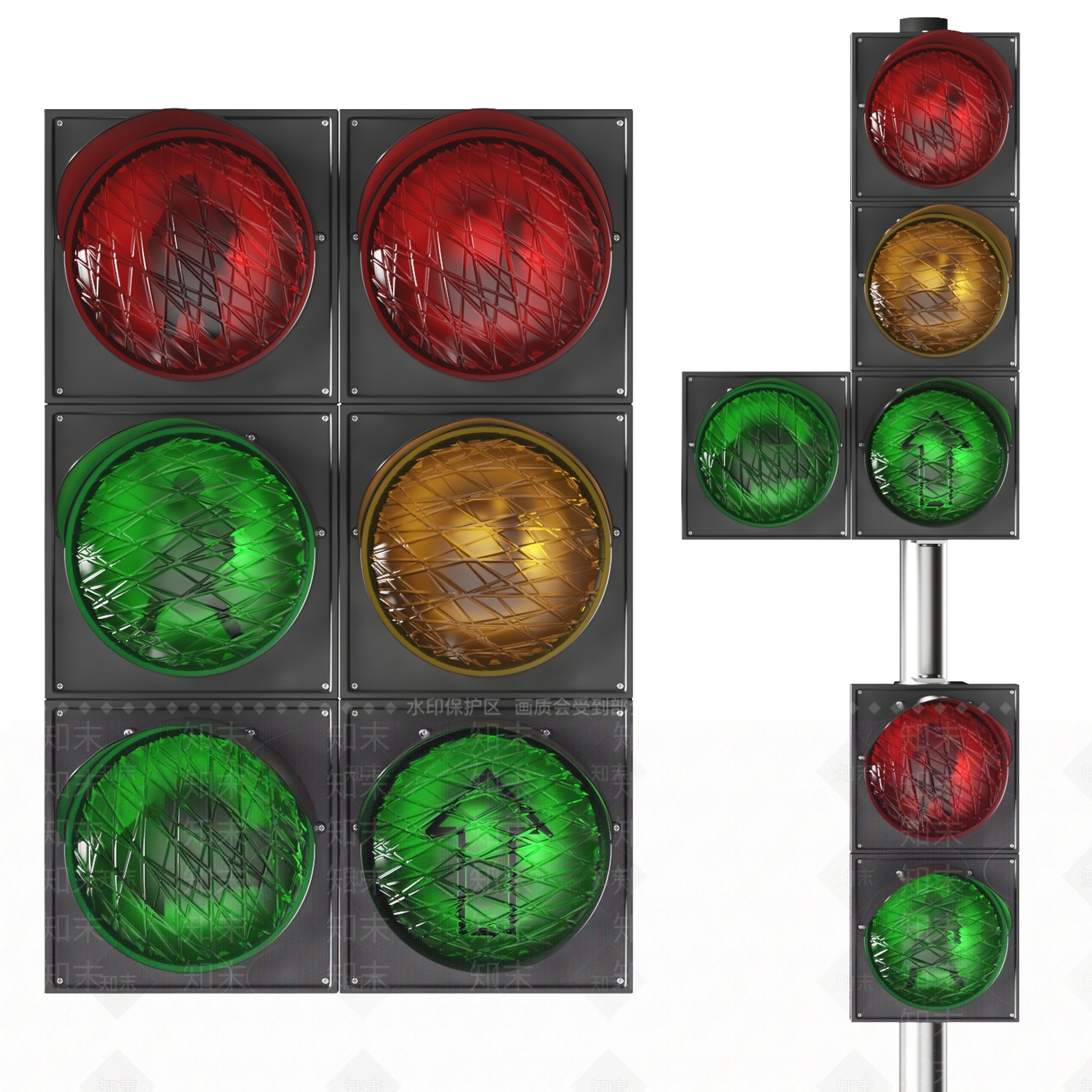 现代道路交通红绿灯3D模型下载【ID:1109114406】