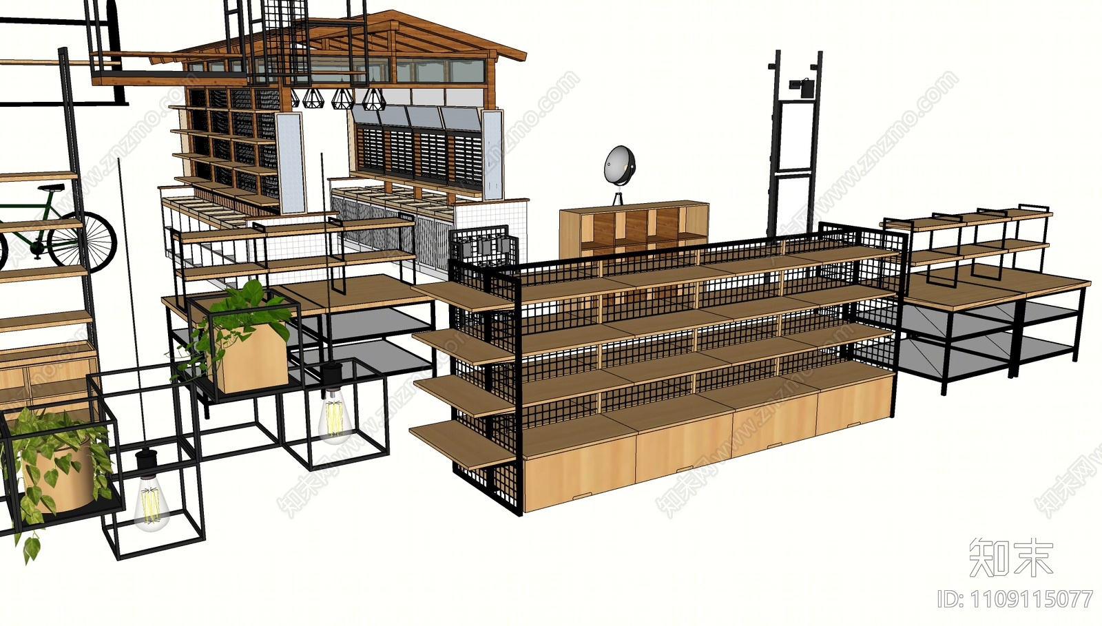 工业风百货货架SU模型下载【ID:1109115077】