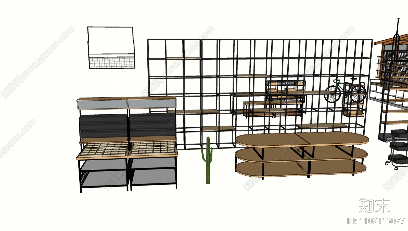 工业风百货货架SU模型下载【ID:1109115077】