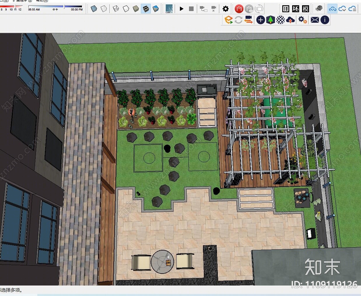 现代庭院花园SU模型下载【ID:1109119126】