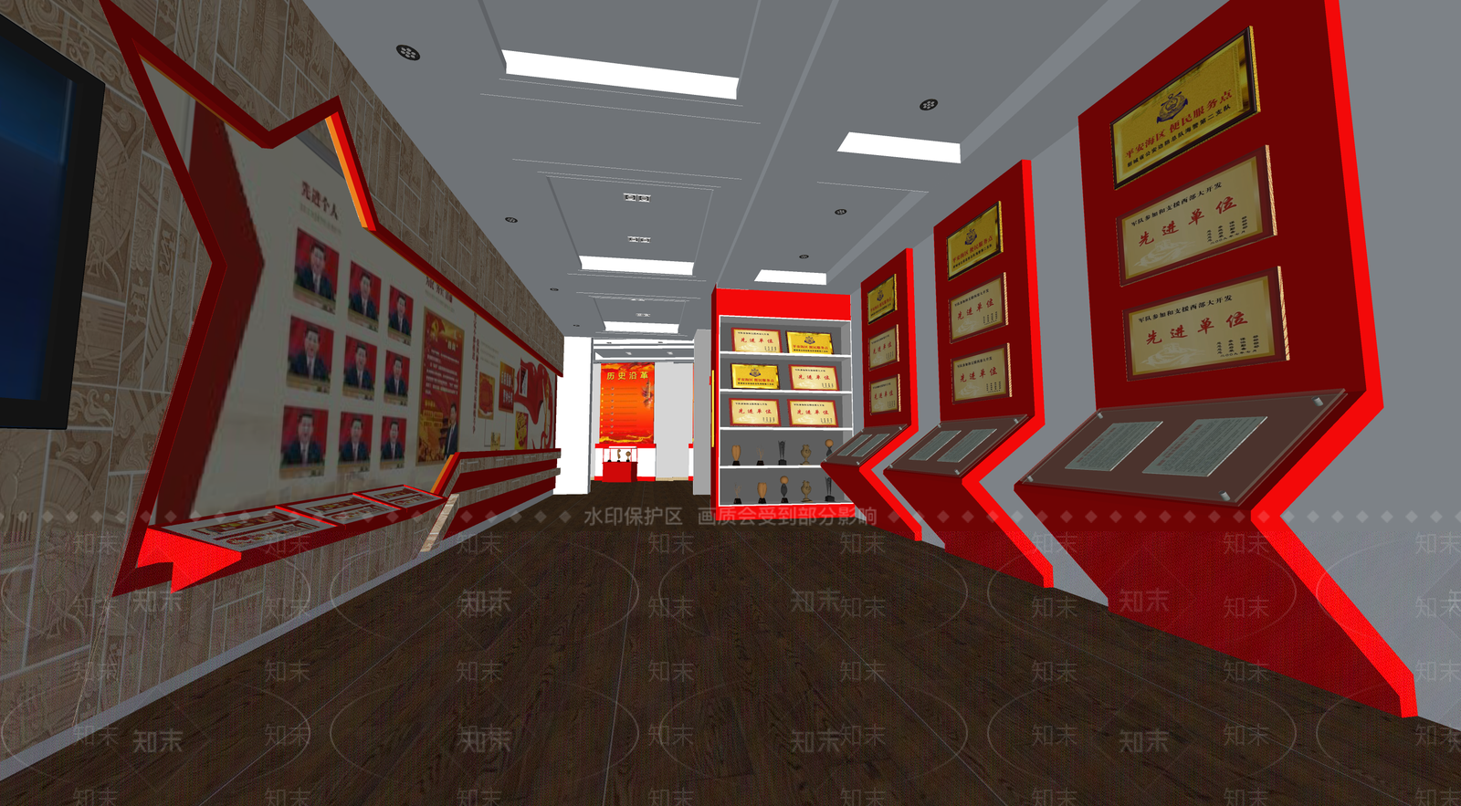 现代党建展厅SU模型下载【ID:1109120048】