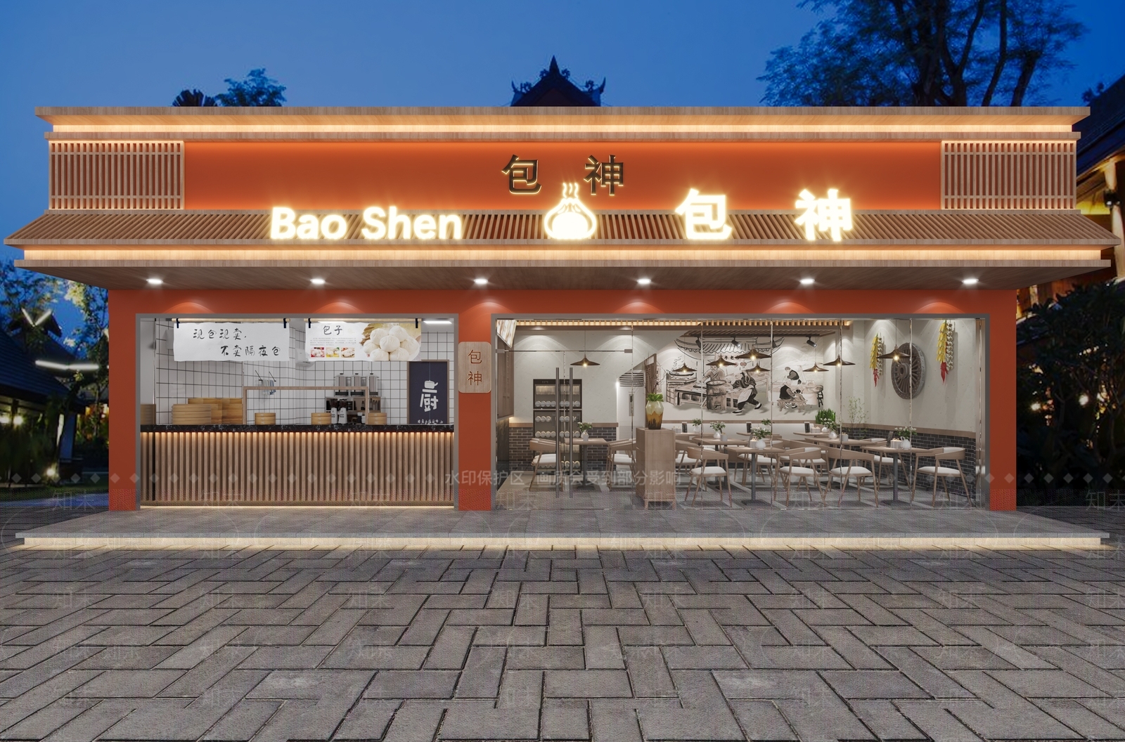 新中式中餐厅3D模型下载【ID:1221623340】