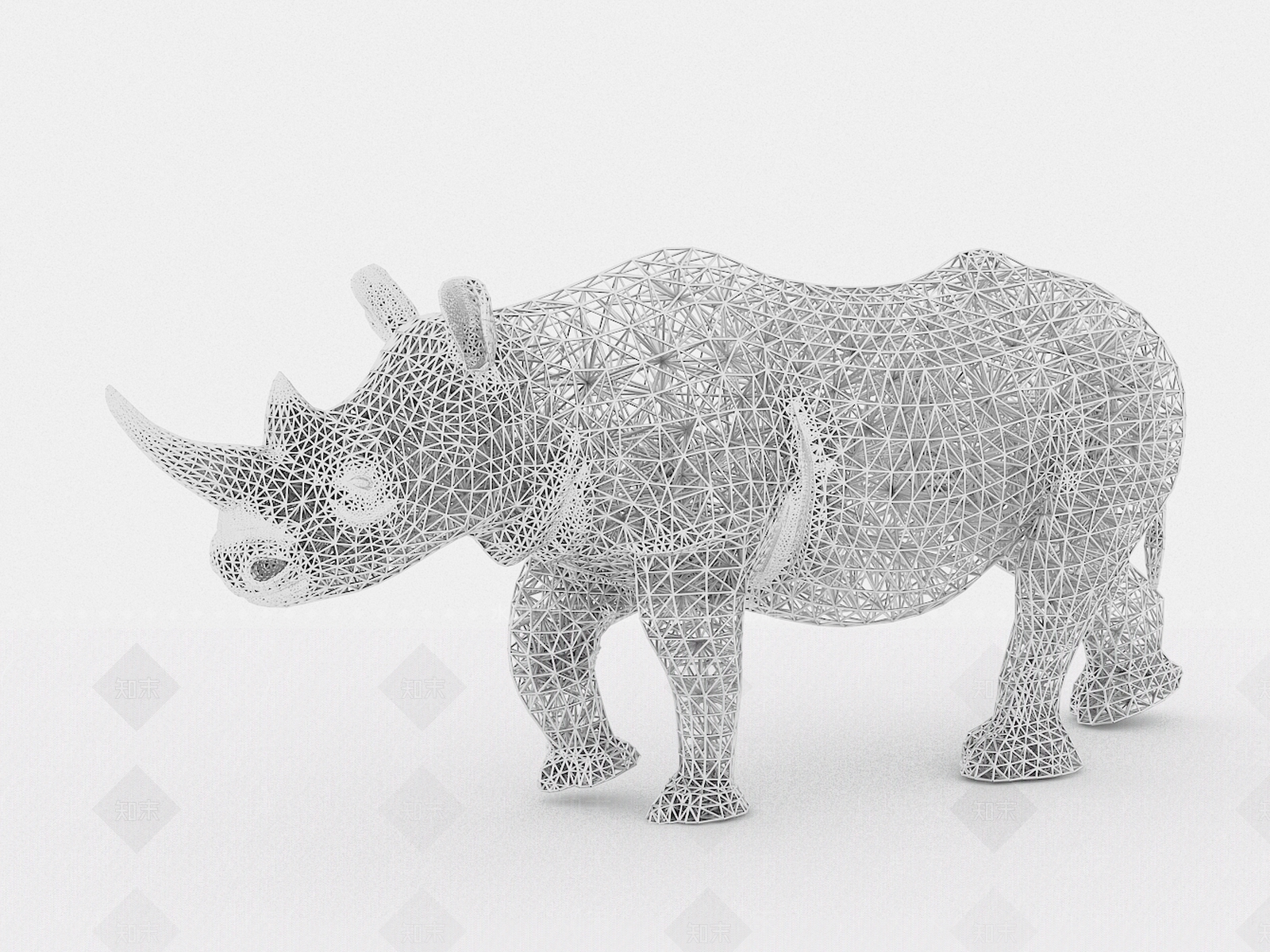现代犀牛雕塑装置3D模型下载【ID:1109124578】