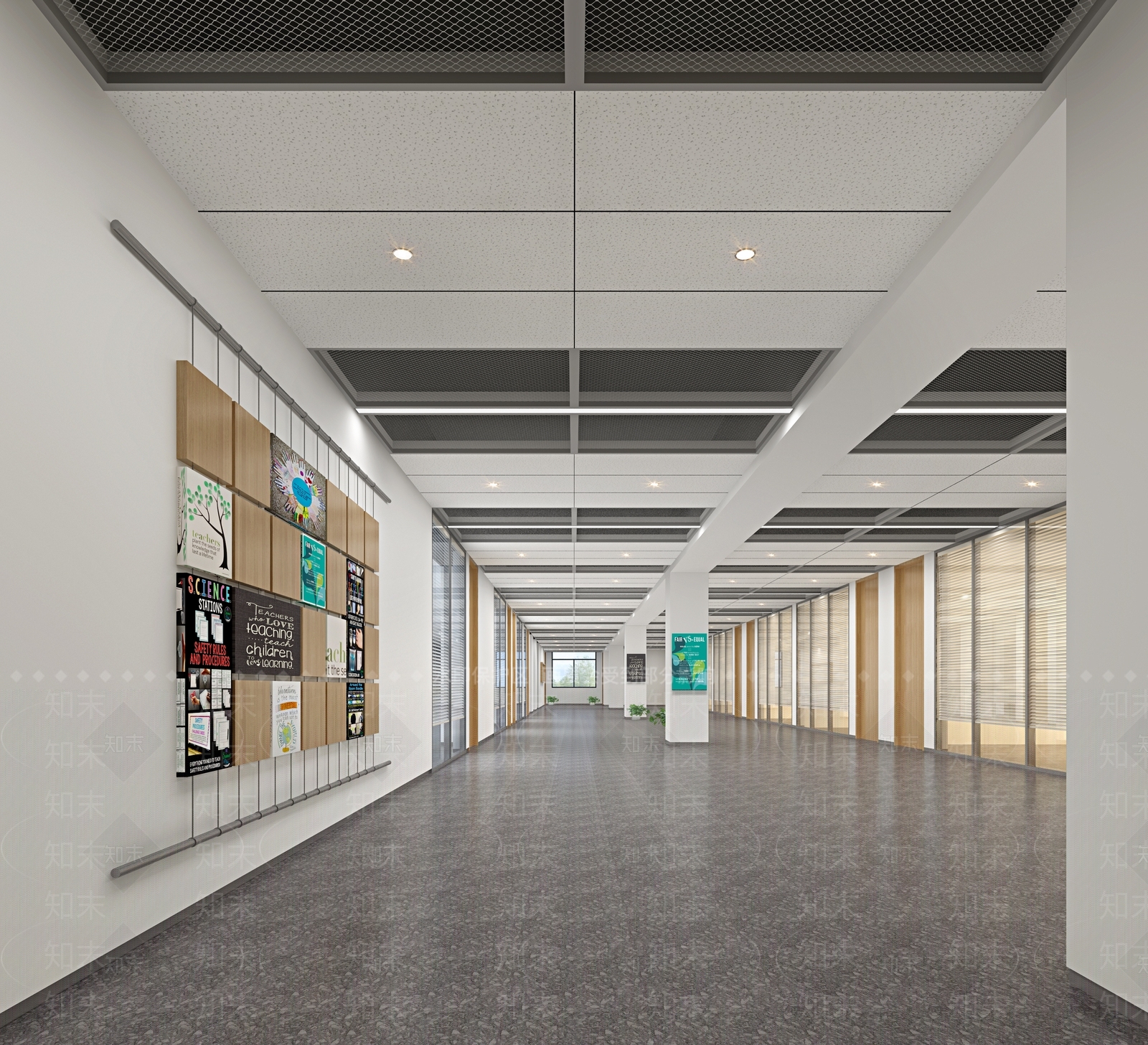 现代办公室过道3D模型下载【ID:1109125543】_知末3d模型网