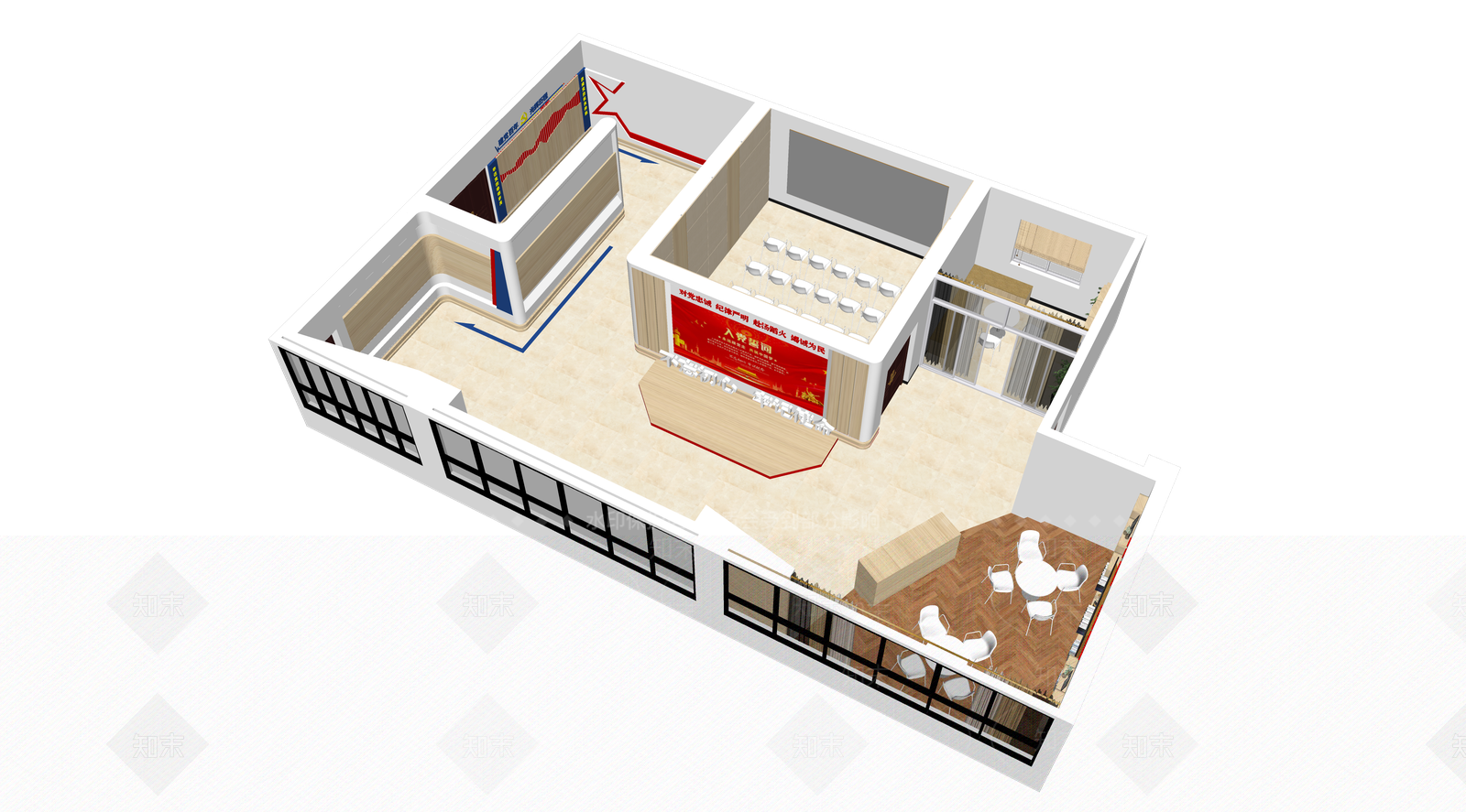 现代党建展厅SU模型下载【ID:1109126332】