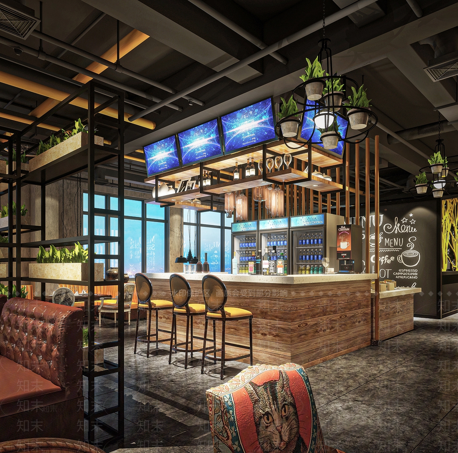 工业风烧烤店3D模型下载【ID:1109129798】