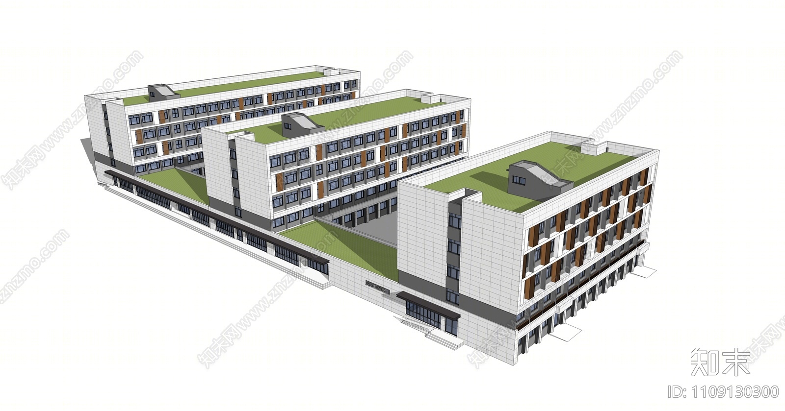 现代学校宿舍楼su模型下载