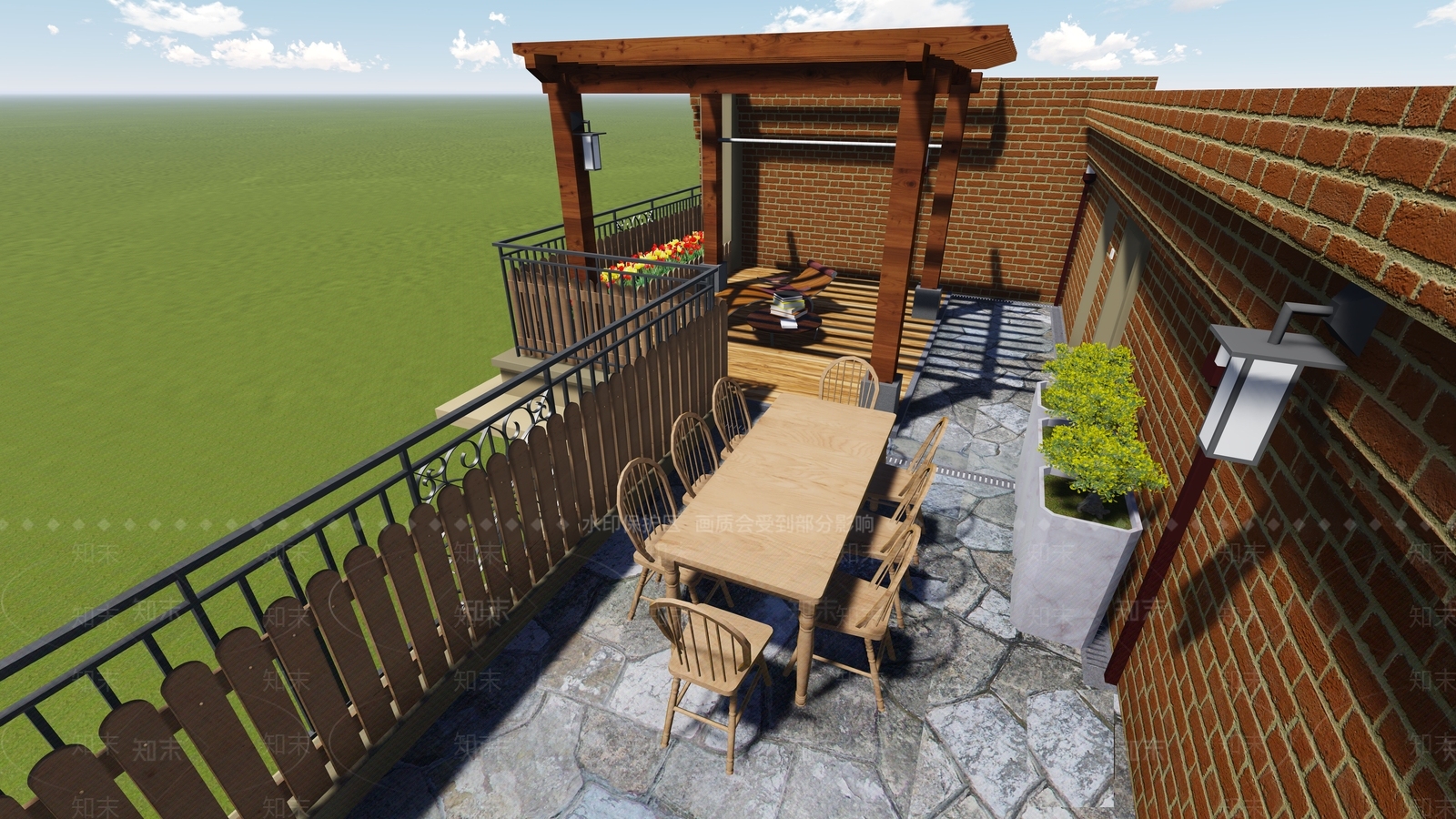 现代屋顶花园SU模型下载【ID:1109136775】