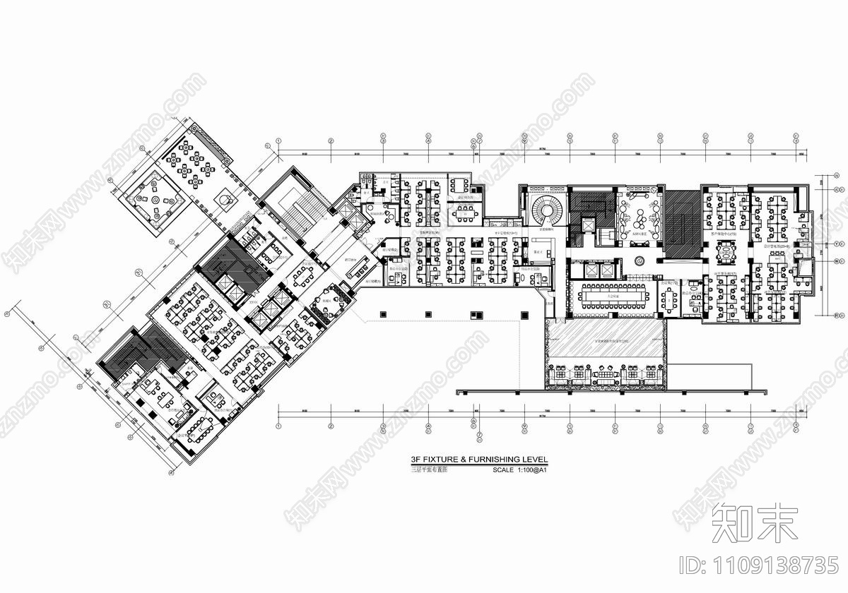 万科办公室施工图cad施工图下载【ID:1109138735】