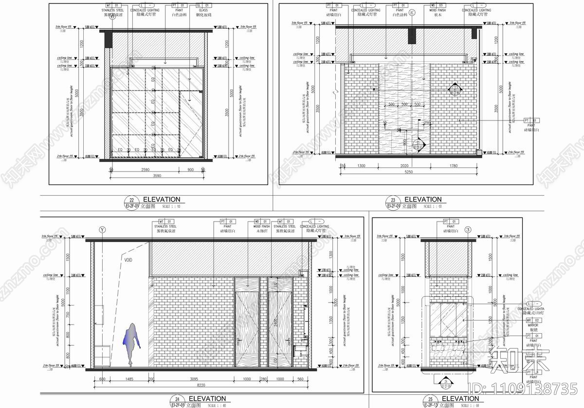 万科办公室施工图cad施工图下载【ID:1109138735】