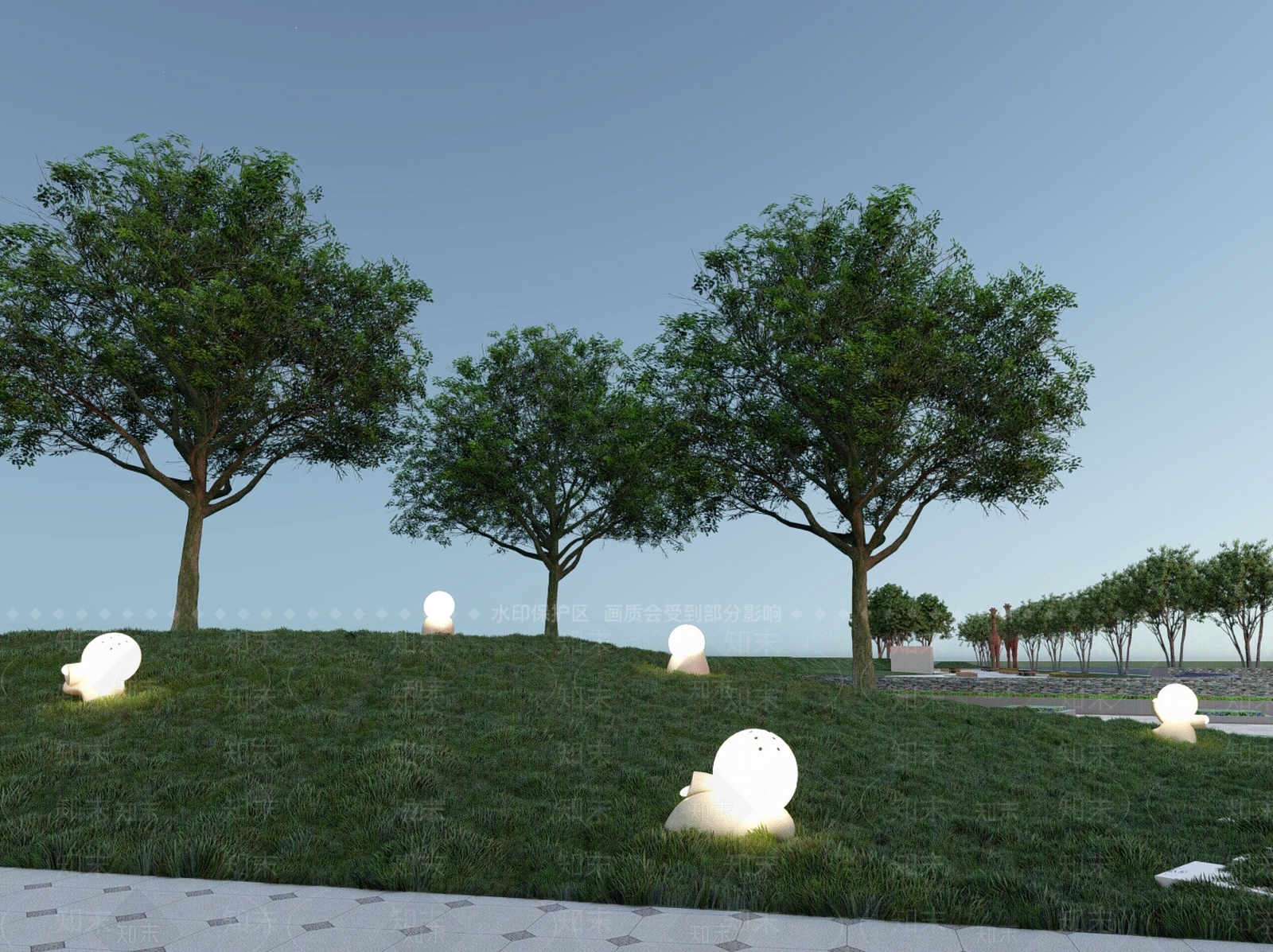 现代草坪灯SU模型下载【ID:1109144616】