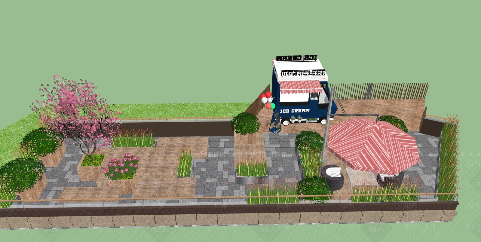 现代户外外摆休闲空间SU模型下载【ID:1109147443】