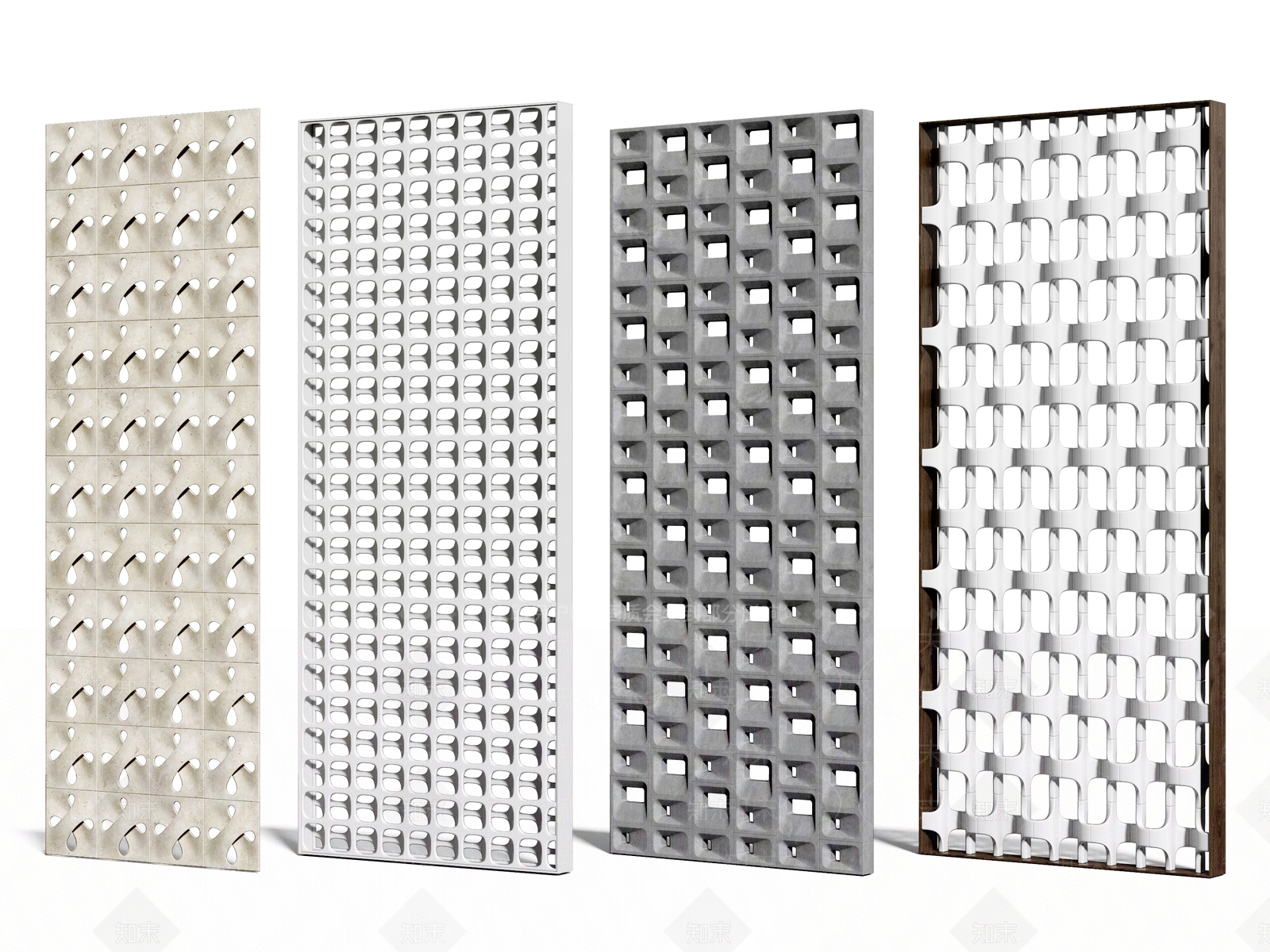 侘寂屏风隔断墙SU模型下载【ID:1109147434】