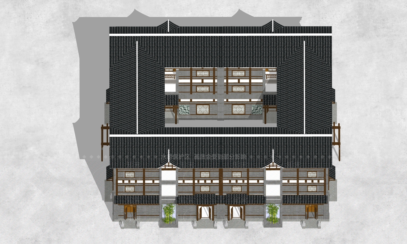 中式四合院SU模型下载【ID:1109150042】