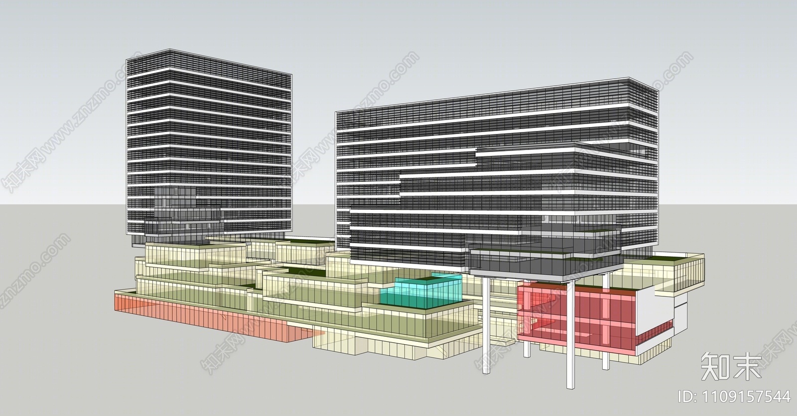 现代商业办公楼SU模型下载【ID:1109157544】