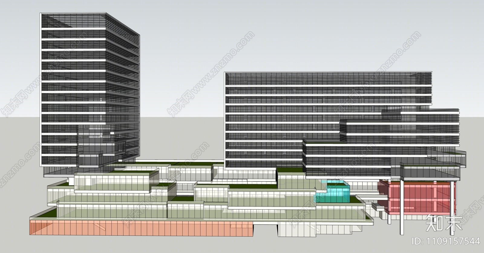现代商业办公楼SU模型下载【ID:1109157544】