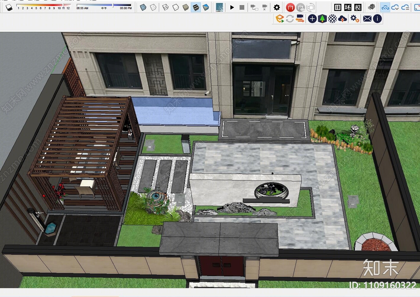 新中式庭院花园SU模型下载【ID:1109160322】