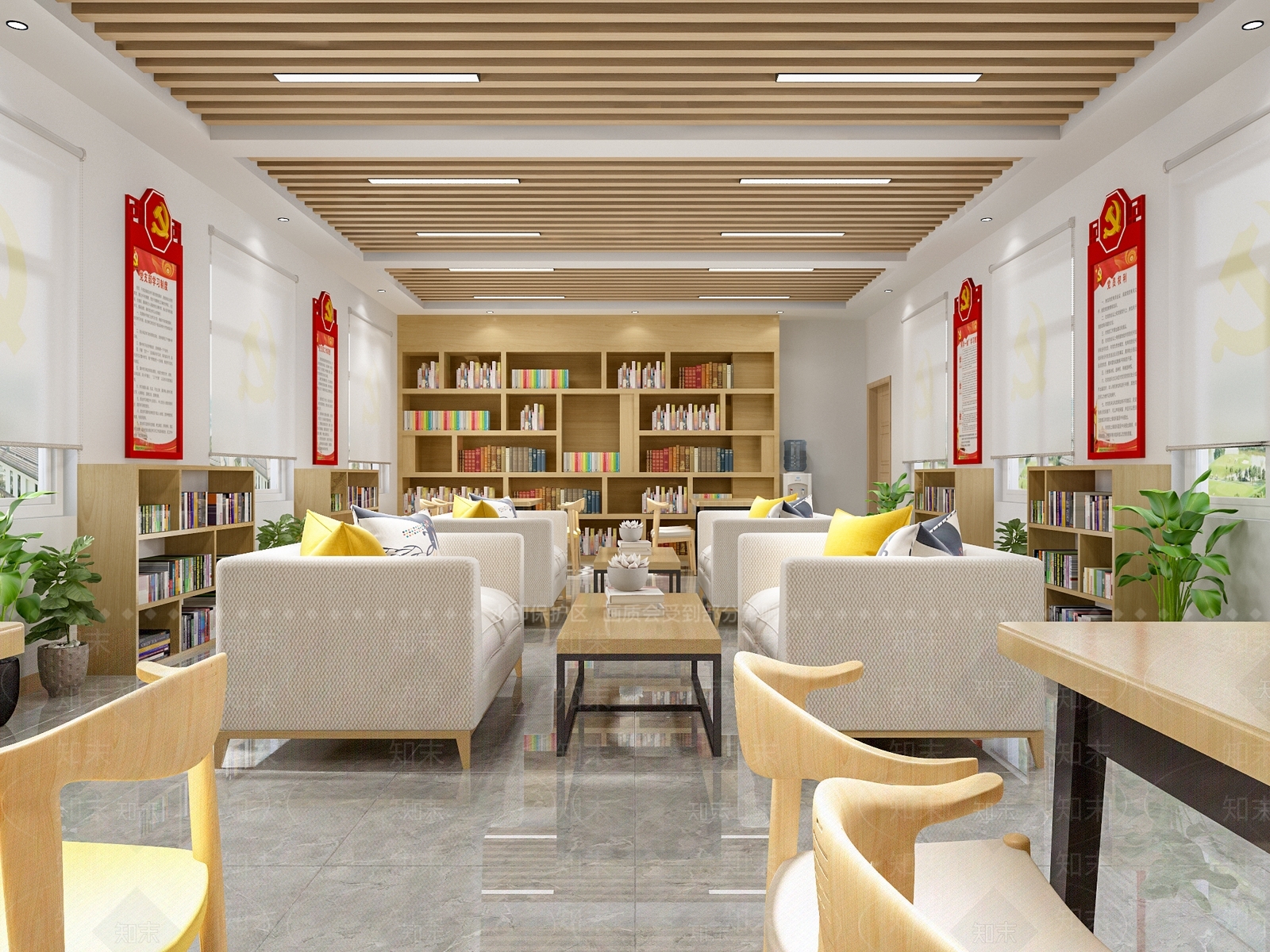 新中式党建书吧3D模型下载【ID:1109166624】