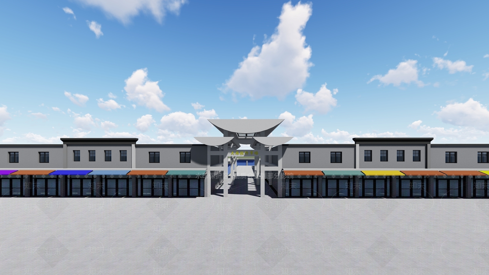 新中式商业街SU模型下载【ID:1109170660】