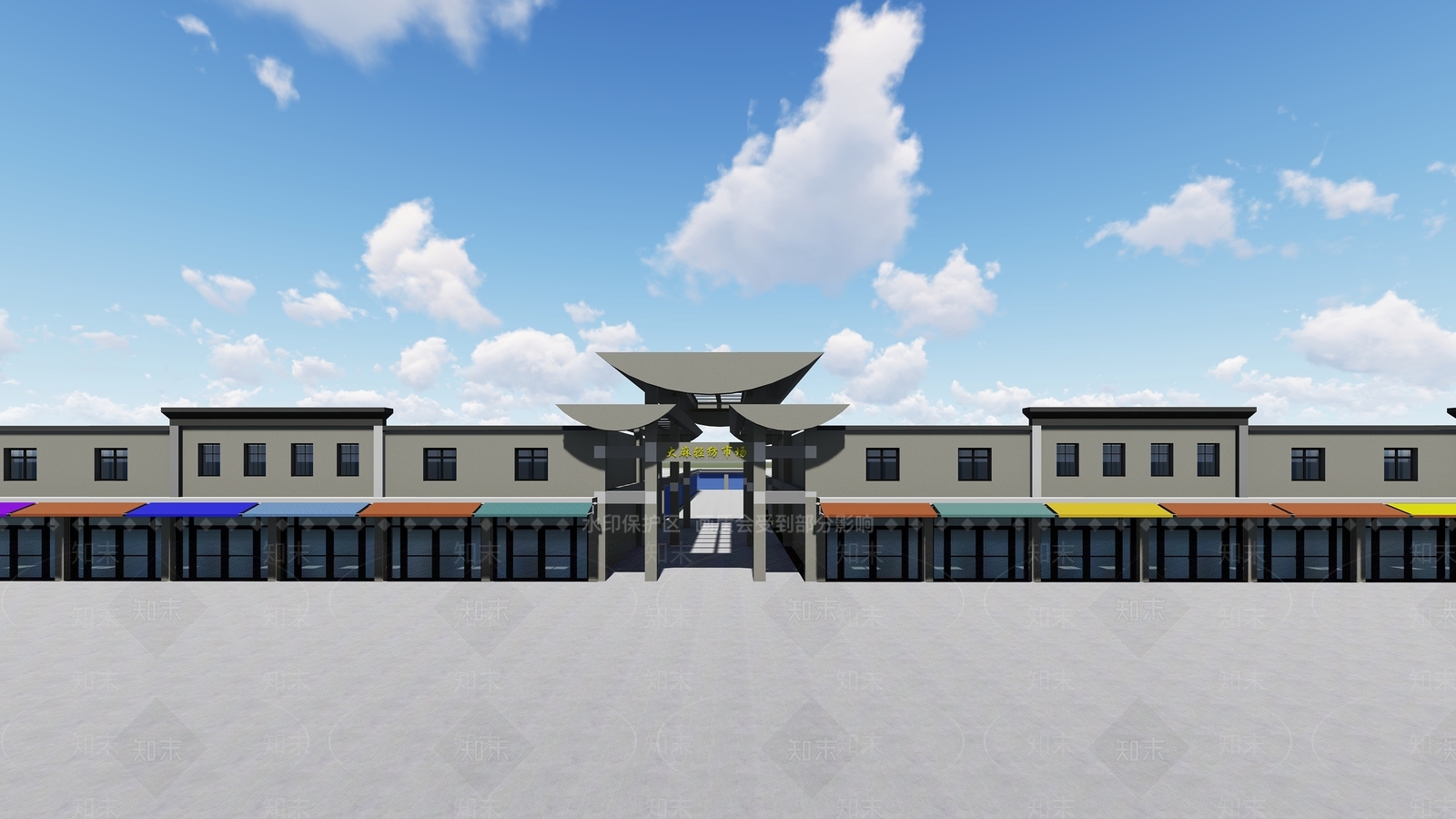 新中式商业街SU模型下载【ID:1109170660】