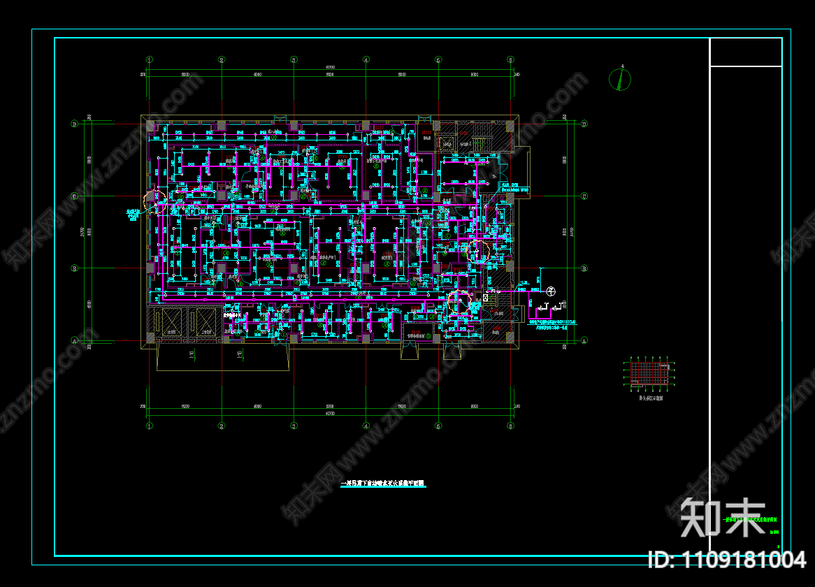 单层厂房生产车间给排水施工图纸cad施工图下载【ID:1109181004】