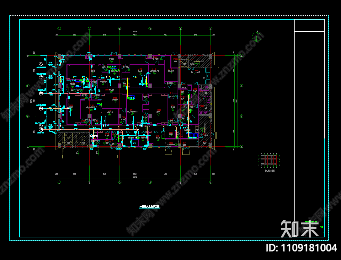 单层厂房生产车间给排水施工图纸cad施工图下载【ID:1109181004】