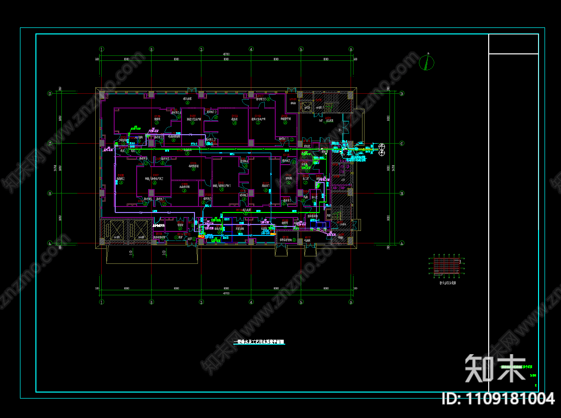 单层厂房生产车间给排水施工图纸cad施工图下载【ID:1109181004】