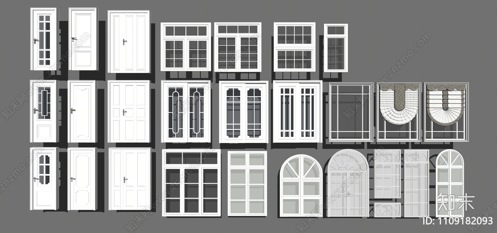 简欧窗户组合SU模型下载【ID:1109182093】