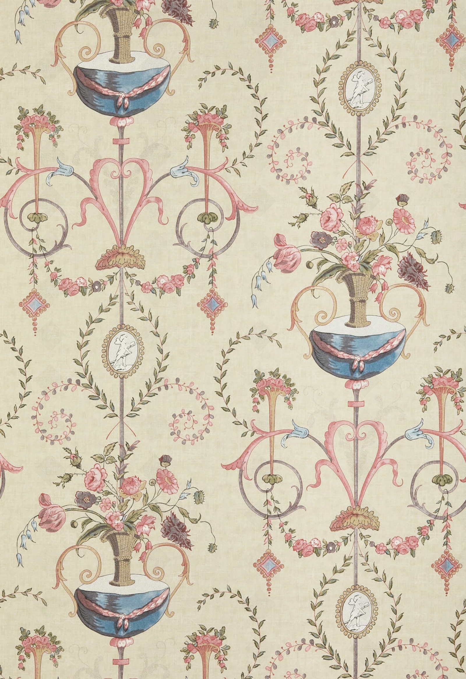 粉色欧式乡村田园壁纸贴图下载【ID:1109183311】