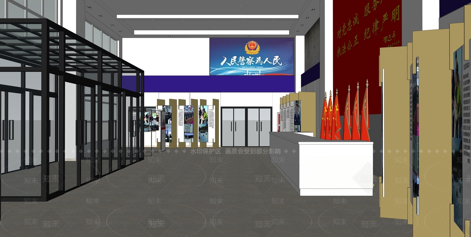现代党建公安展厅SU模型下载【ID:1109183898】